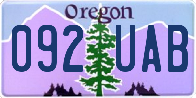 OR license plate 092UAB