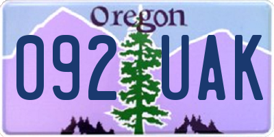 OR license plate 092UAK