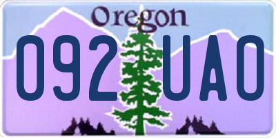 OR license plate 092UAO