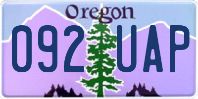 OR license plate 092UAP