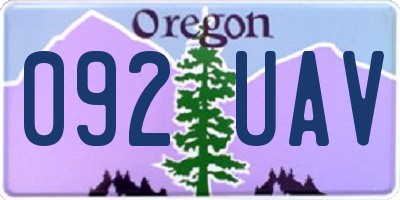 OR license plate 092UAV