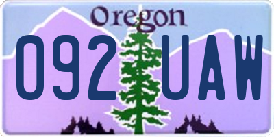OR license plate 092UAW