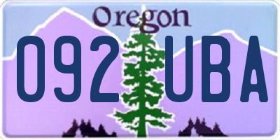 OR license plate 092UBA
