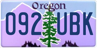 OR license plate 092UBK