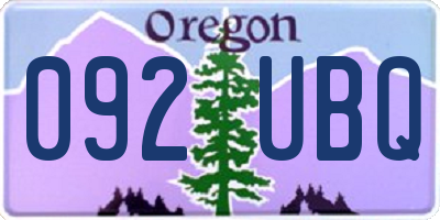 OR license plate 092UBQ