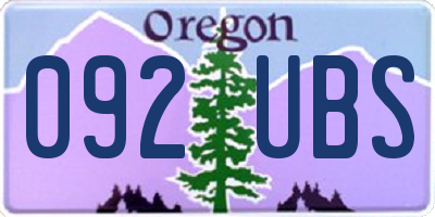 OR license plate 092UBS