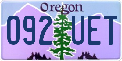 OR license plate 092UET