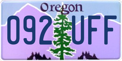 OR license plate 092UFF