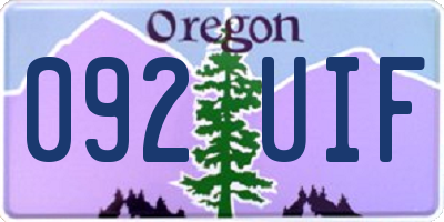 OR license plate 092UIF
