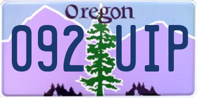 OR license plate 092UIP