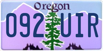 OR license plate 092UIR