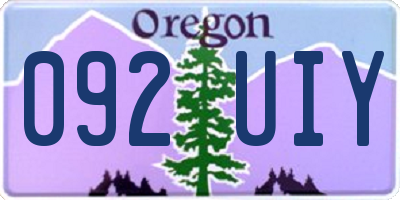 OR license plate 092UIY