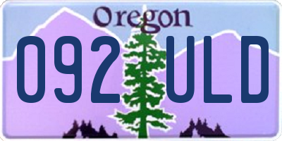 OR license plate 092ULD