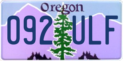 OR license plate 092ULF