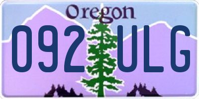 OR license plate 092ULG