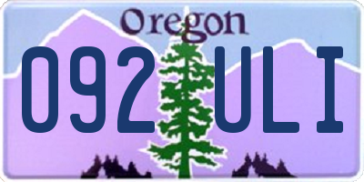 OR license plate 092ULI