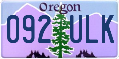 OR license plate 092ULK