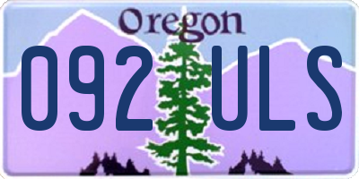 OR license plate 092ULS