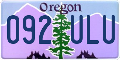 OR license plate 092ULU