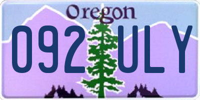 OR license plate 092ULY