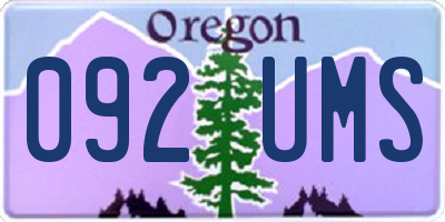 OR license plate 092UMS
