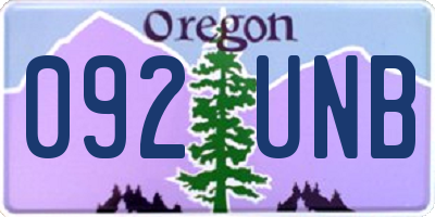 OR license plate 092UNB