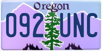 OR license plate 092UNC