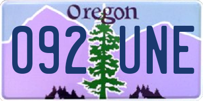 OR license plate 092UNE