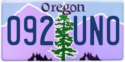 OR license plate 092UNO
