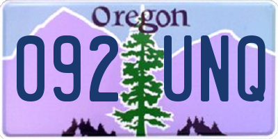OR license plate 092UNQ