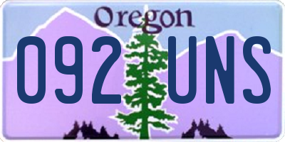 OR license plate 092UNS
