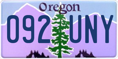 OR license plate 092UNY