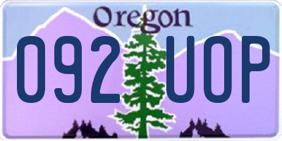 OR license plate 092UOP