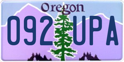 OR license plate 092UPA