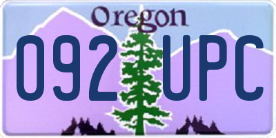 OR license plate 092UPC