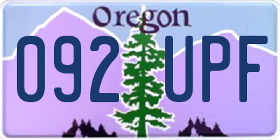 OR license plate 092UPF