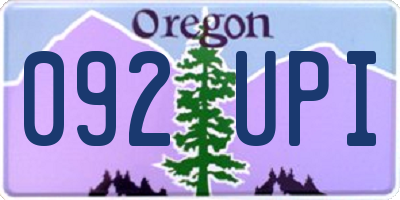 OR license plate 092UPI