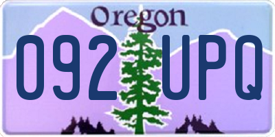 OR license plate 092UPQ