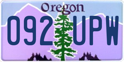 OR license plate 092UPW