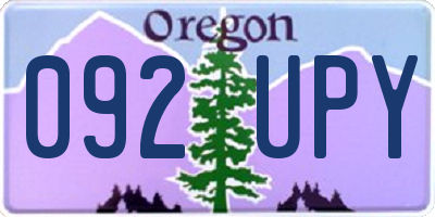 OR license plate 092UPY