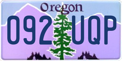 OR license plate 092UQP