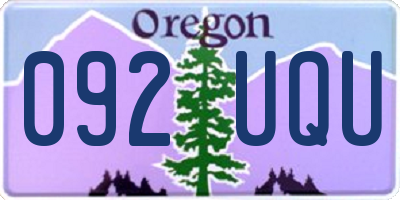 OR license plate 092UQU