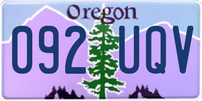 OR license plate 092UQV