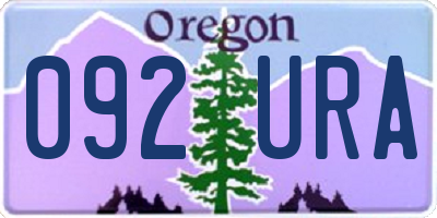 OR license plate 092URA
