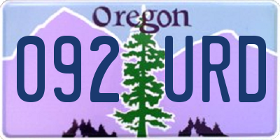 OR license plate 092URD