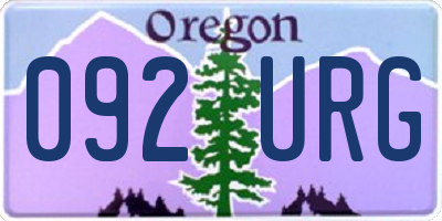 OR license plate 092URG