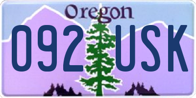 OR license plate 092USK
