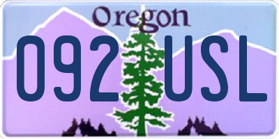 OR license plate 092USL