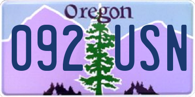 OR license plate 092USN