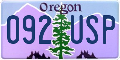 OR license plate 092USP